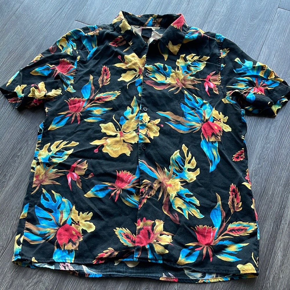 Floral Print Button Up Shirt, Hawaiian, H&M, Casual